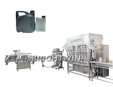 6頭5L潤滑油機油灌裝機，搓蓋機配提升機，雙面貼標機線